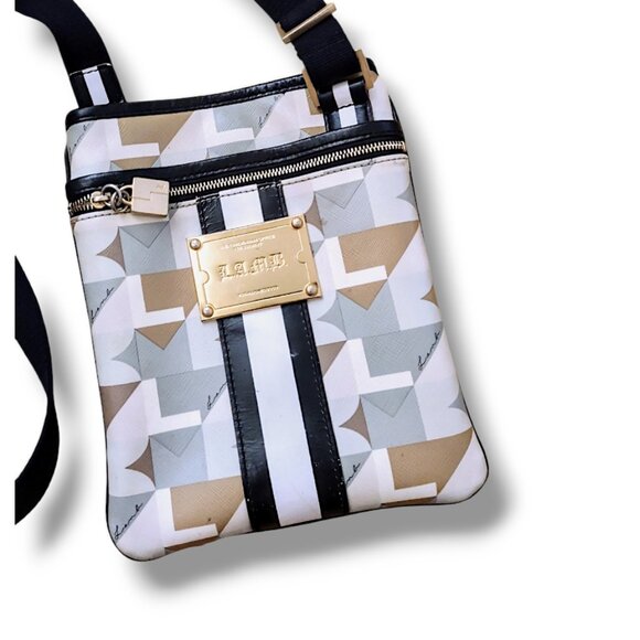 L.A.M.B. by Gwen Stefani rare vintage Y2K abstract print leather crossbody bag - Picture 3 of 9